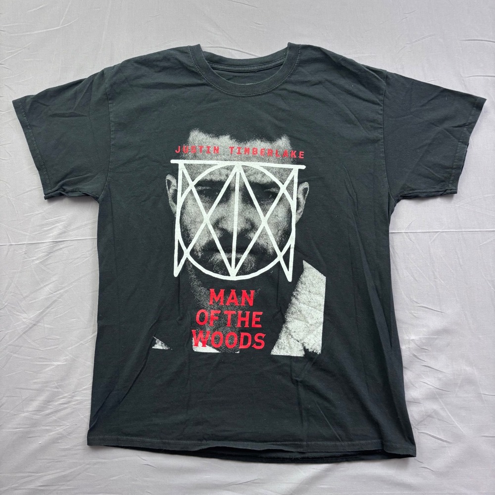 Justin Timberlake Man of the Woods Tour T-Shirt Black Graphic Concert‎ Tee Large